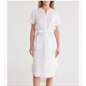JAMES PERSE Linen Side Slit Pocket Shirtdress S NWOT White